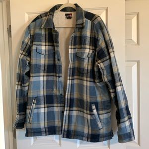 Sherpa lined flannel shirt jacket